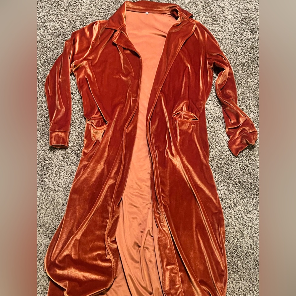 Velvet Rust Orange Longline Cardigan